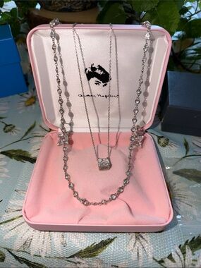 Sterling Silver Cubic Zirconia Necklace Set in Pink Box